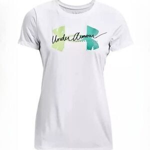 Under Armour Tech Script Graphic Women's White Crewneck Short Sleeve Tee